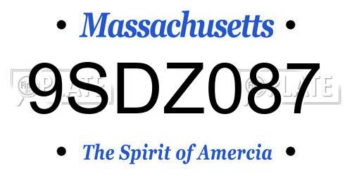 9SDZ087 Massachusetts License Plate
