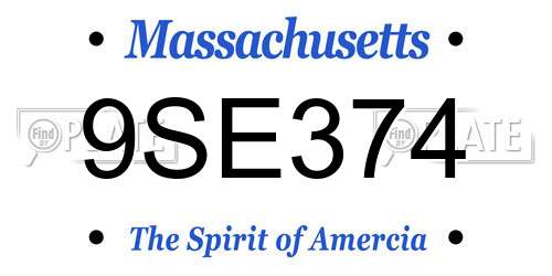9SE374 Massachusetts License Plate