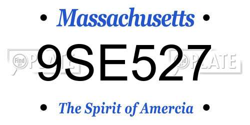 9SE527 Massachusetts License Plate