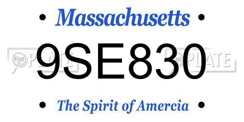 9SE830 Massachusetts License Plate