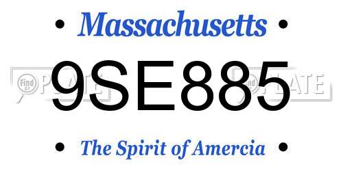 9SE885 Massachusetts License Plate
