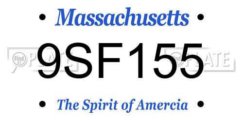 9SF155 Massachusetts License Plate