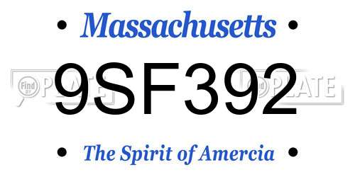 9SF392 Massachusetts License Plate
