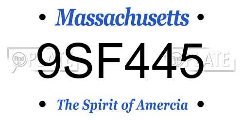 9SF445 Massachusetts License Plate