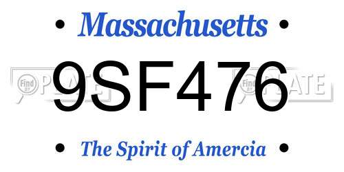 9SF476 Massachusetts License Plate