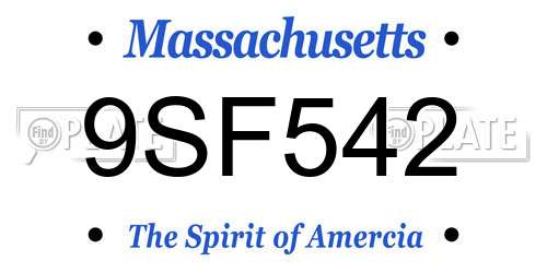 9SF542 Massachusetts License Plate