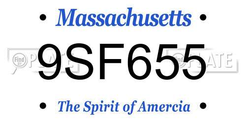 9SF655 Massachusetts License Plate