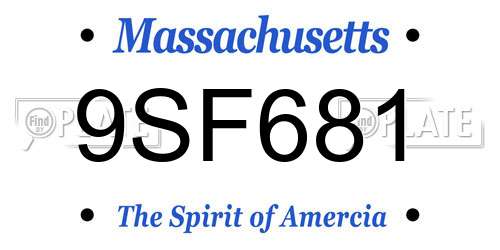 9SF681 Massachusetts License Plate