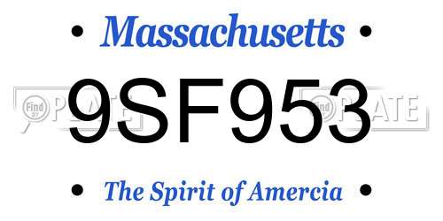 9SF953 Massachusetts License Plate