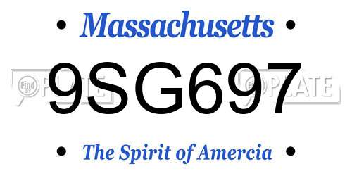 9SG697 Massachusetts License Plate