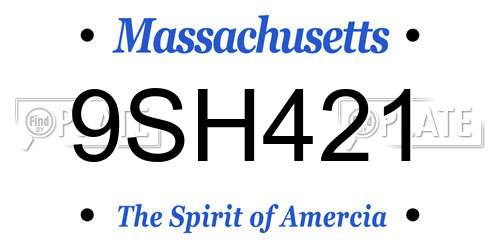 9SH421 Massachusetts License Plate
