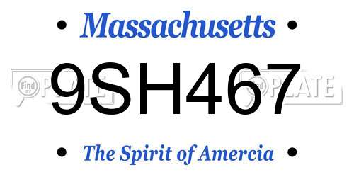 9SH467 Massachusetts License Plate