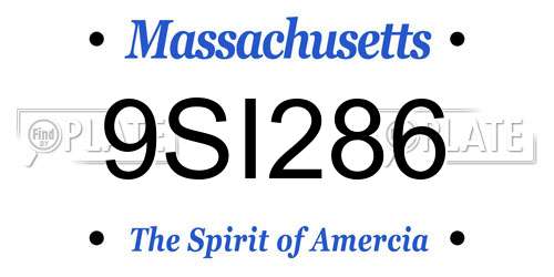 9SI286 Massachusetts License Plate