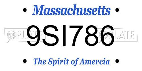 9SI786 Massachusetts License Plate