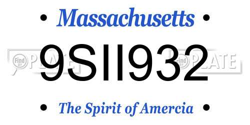 9SII932 Massachusetts License Plate
