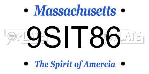 9SIT86 Massachusetts License Plate