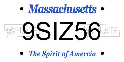 9SIZ56 Massachusetts License Plate