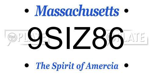 9SIZ86 Massachusetts License Plate