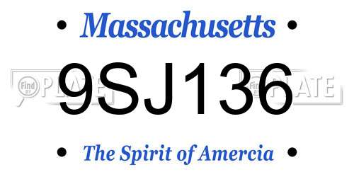 9SJ136 Massachusetts License Plate