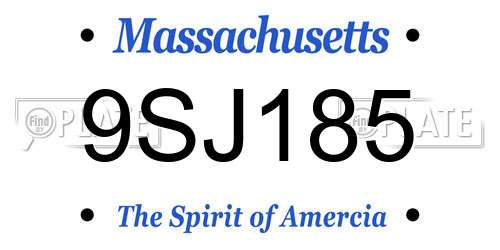 9SJ185 Massachusetts License Plate