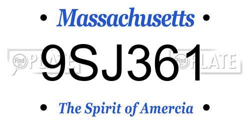 9SJ361 Massachusetts License Plate