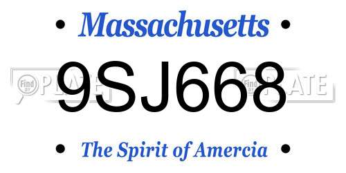 9SJ668 Massachusetts License Plate
