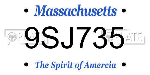 9SJ735 Massachusetts License Plate