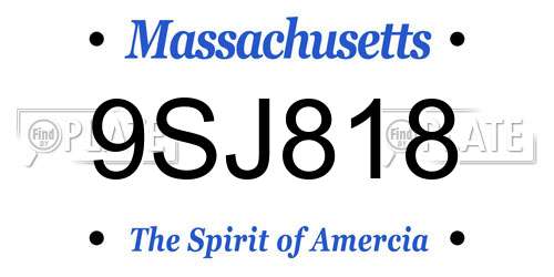 9SJ818 Massachusetts License Plate