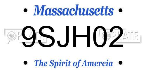 9SJH02 Massachusetts License Plate