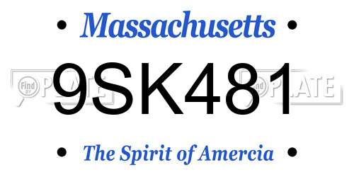 9SK481 Massachusetts License Plate