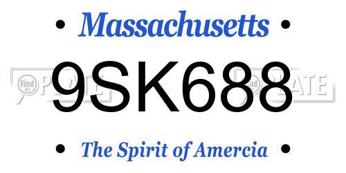 9SK688 Massachusetts License Plate