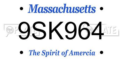 9SK964 Massachusetts License Plate