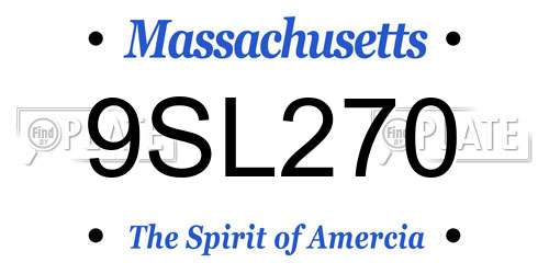 9SL270 Massachusetts License Plate