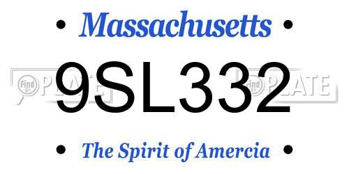 9SL332 Massachusetts License Plate