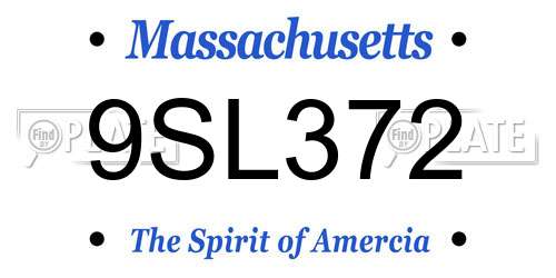9SL372 Massachusetts License Plate