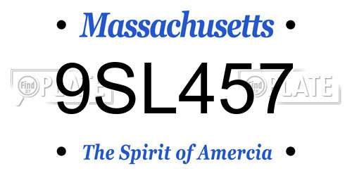 9SL457 Massachusetts License Plate