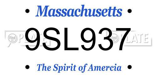 9SL937 Massachusetts License Plate