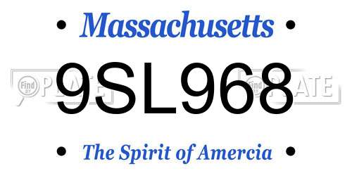 9SL968 Massachusetts License Plate