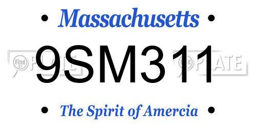 9SM311 Massachusetts License Plate