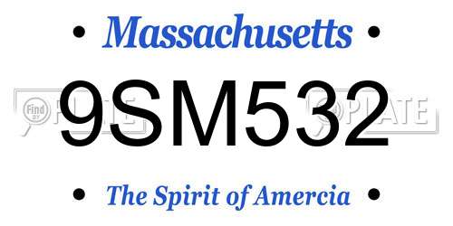 9SM532 Massachusetts License Plate