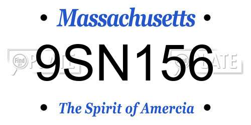 9SN156 Massachusetts License Plate