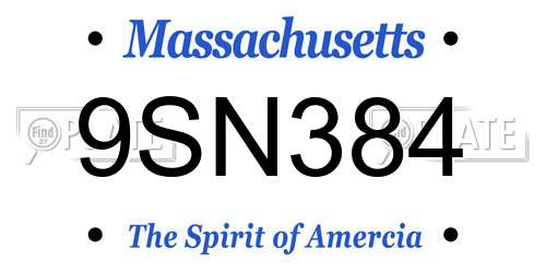 9SN384 Massachusetts License Plate