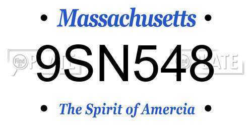9SN548 Massachusetts License Plate