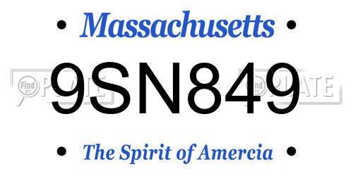 9SN849 Massachusetts License Plate