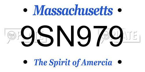 9SN979 Massachusetts License Plate