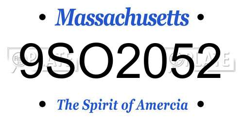 9SO2052 Massachusetts License Plate
