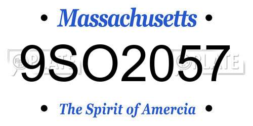 9SO2057 Massachusetts License Plate