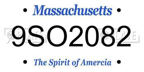 9SO2082 Massachusetts License Plate