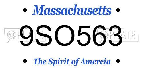 9SO563 Massachusetts License Plate