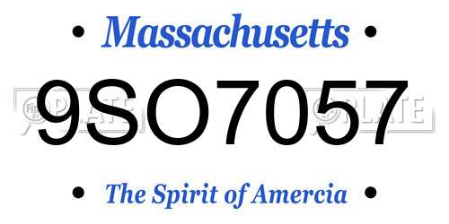 9SO7057 Massachusetts License Plate
